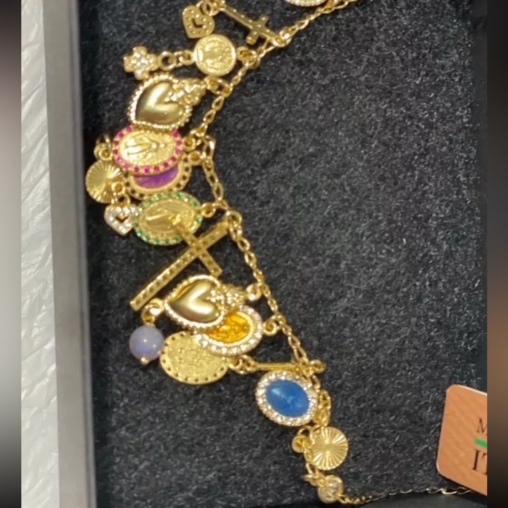 Gold and Multicolor Charm Necklace - Picture 5 of 7